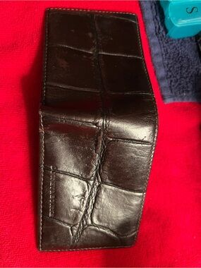 Dooney & Bourke Dark Brown Croc-Embossed Leather Bi-Fold Wallet